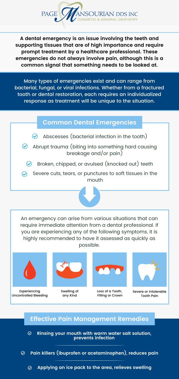 An emergency dentist should be contacted immediately if you have a mouth wound, a broken tooth, or knocked-out teeth. Emergency dental conditions can be treated by Dr. Page Mansourian, D.D.S., and his team of dental specialists. We are conveniently located at 4015 Mission Oaks Blvd, Suite A Camarillo, CA 93012. For more information, contact us or request an appointment online. An emergency dentist should be contacted immediately if you have a mouth wound, a broken tooth, or knocked-out teeth. Emergency dental conditions can be treated by Dr. Page Mansourian, D.D.S., and his team of dental specialists. We are conveniently located at 4015 Mission Oaks Blvd, Suite A Camarillo, CA 93012. For more information, contact us or request an appointment online.